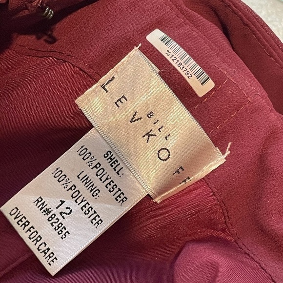 Bill Levkoff 7016 Pleated Bridesmaid Gown 12 Wine Modest long dress maxi - Picture 6 of 10